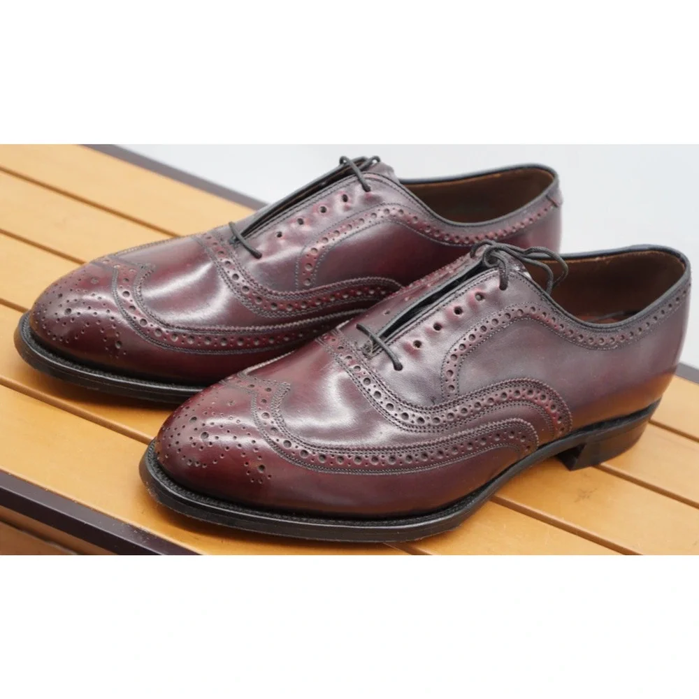 NEW Vtg. Johnston & Murphy Aristocraft Burgundy Oxford Wingtip Sz 8 E/C